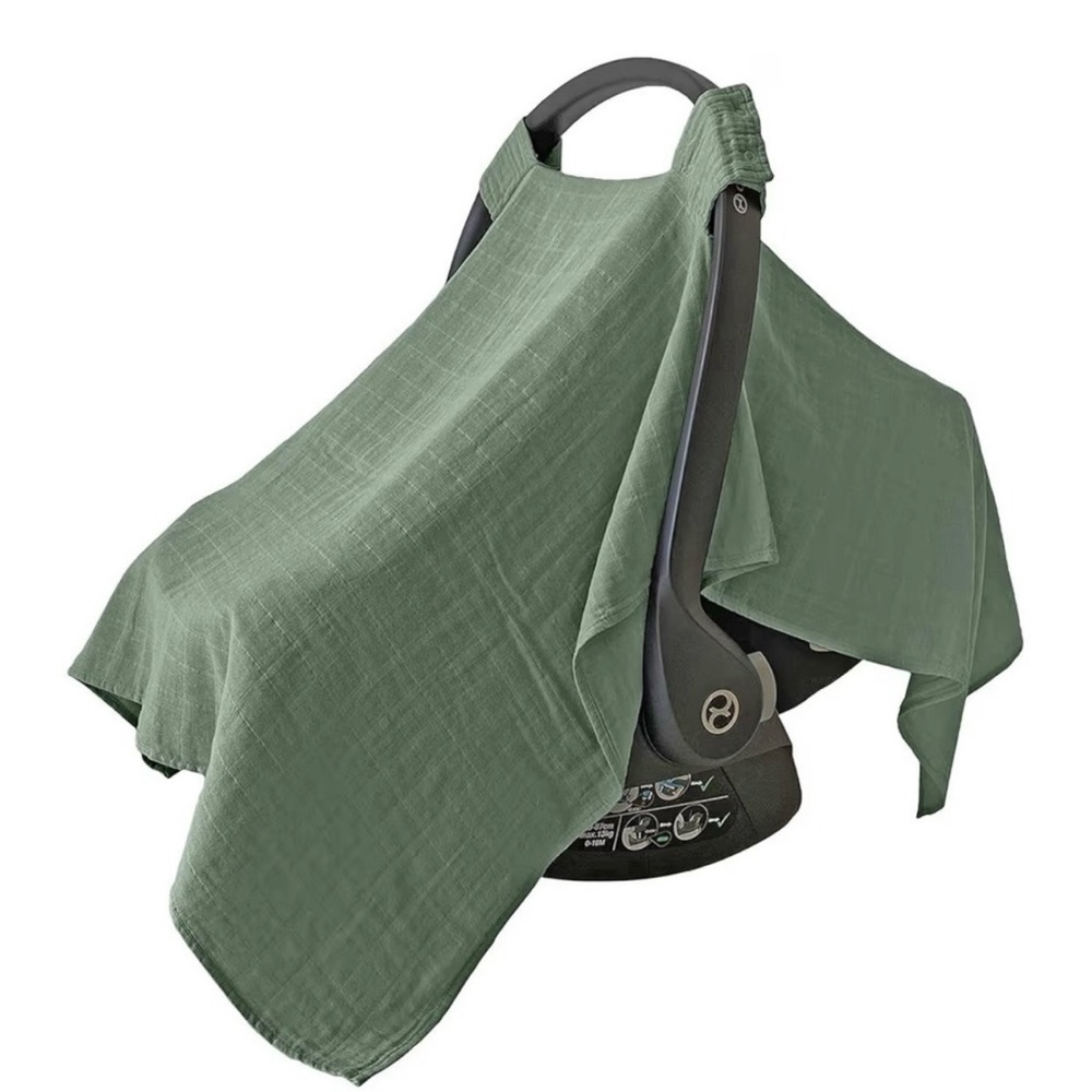 Green Mozah Organic Cotton Muslin Car Seat Cover New In Box